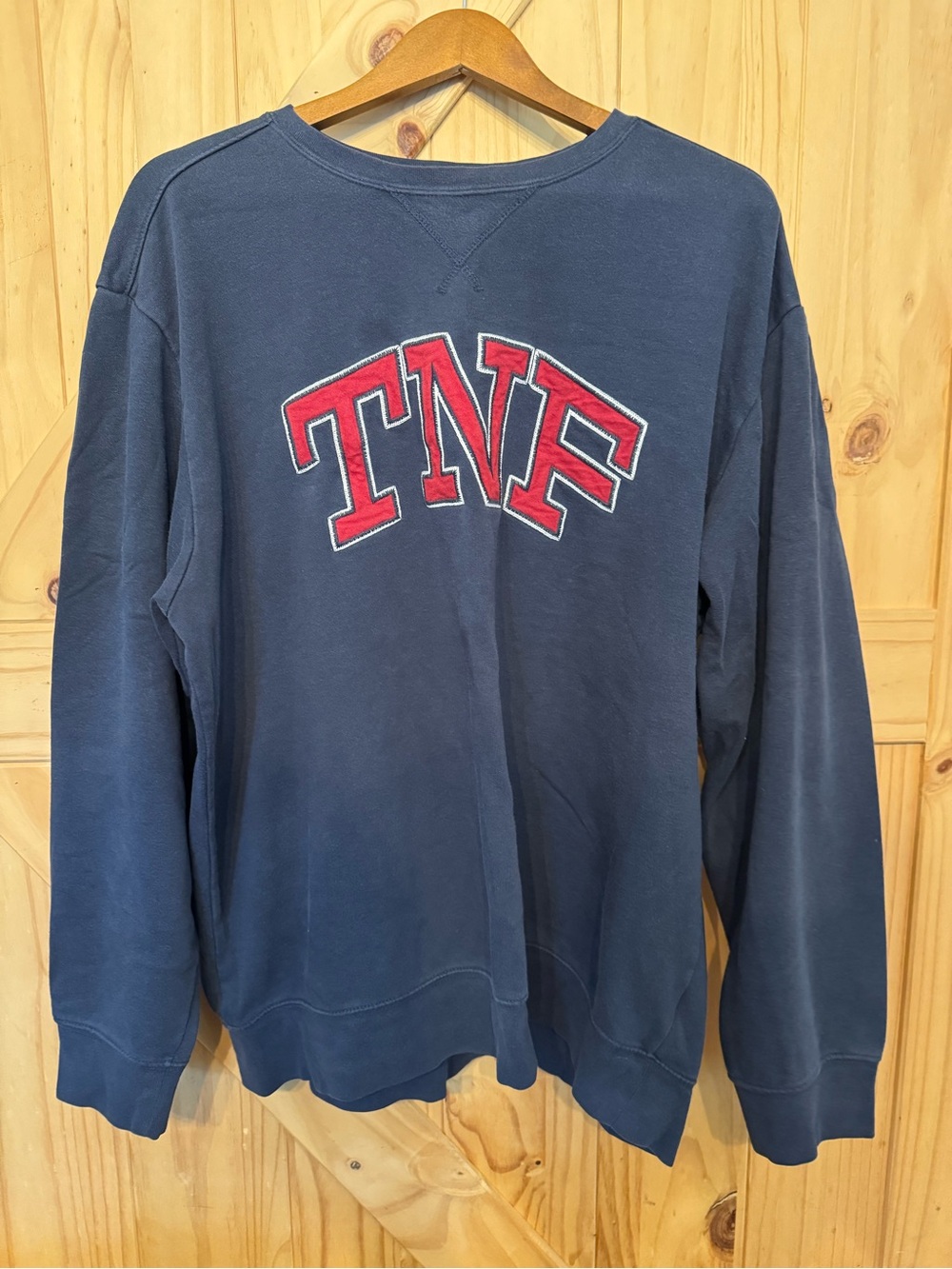 The North Face Navy Crewneck Sweatshirt with Red TNF Appliqué